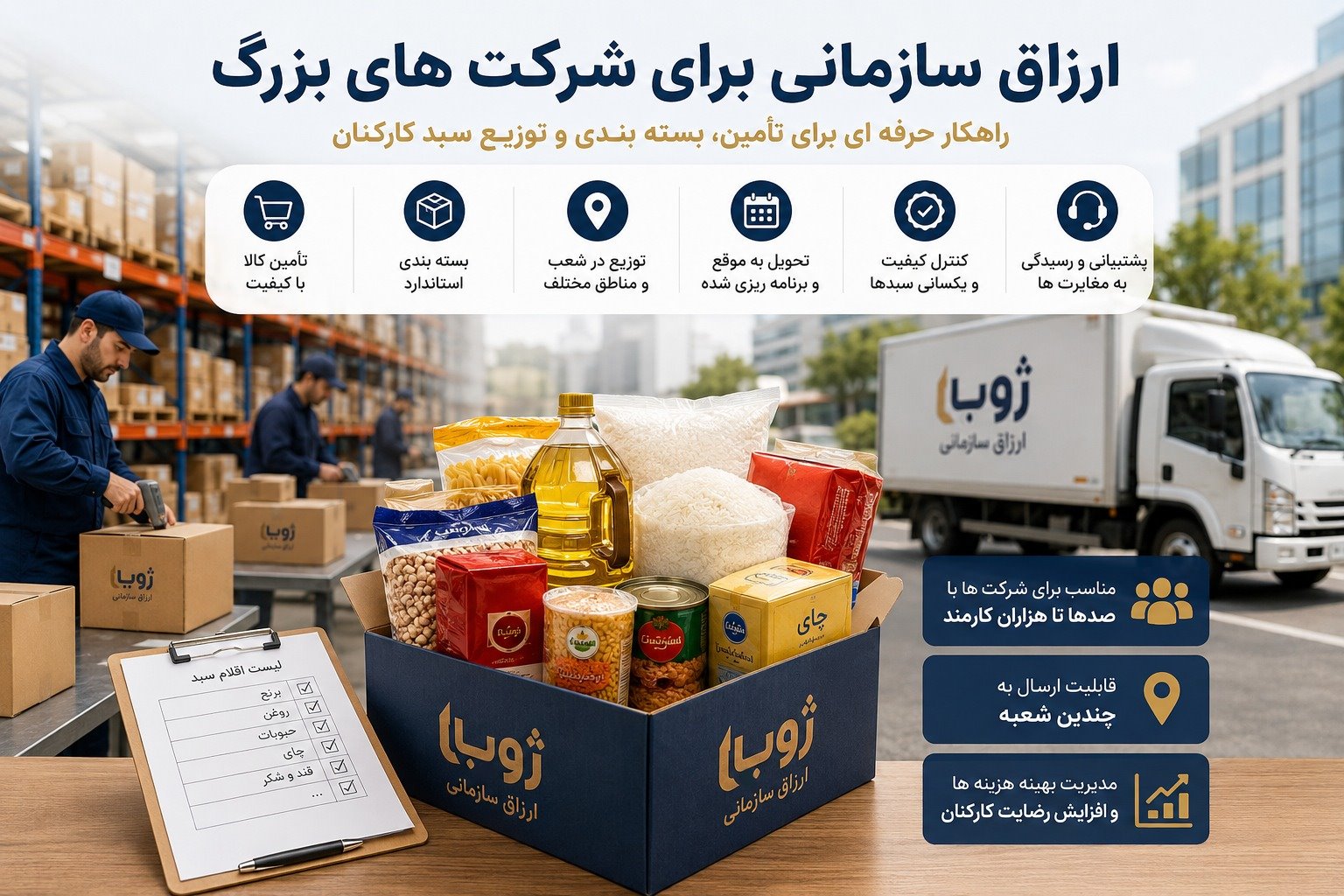 ارزاق سازمانی برای شرکت های بزرگ و توزیع سبد کارکنان