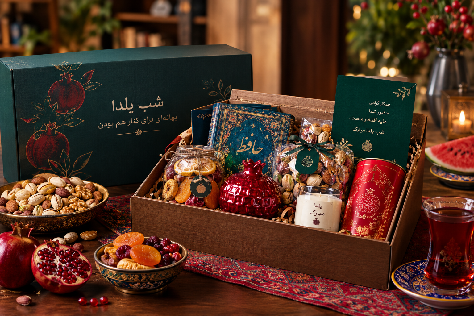 هدایای سازمانی شب یلدا شامل آجیل و پک یلدایی